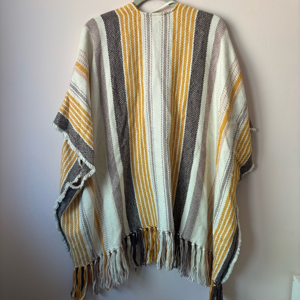 Aerie woven stripe tassel poncho OS - Picture 2 of 6